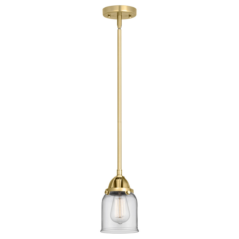 Nouveau 2 - Amberlynn - Mini-luminaire suspendu sur tige 1 lumière - Ampoule non incluse - Abat-jour, Clair, Or satiné
