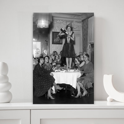 Flapper Champagne Party Classic Elegant Retro Wall Art Print by The Art Concept - Wrapped Canvas Print