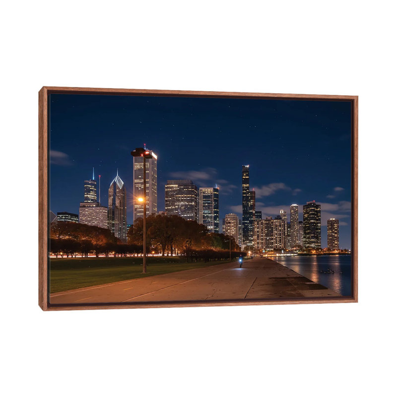Chicago Lakeside - reproduction d'art murale - toile encadrée, H 18 po x l 26 po, Brun
