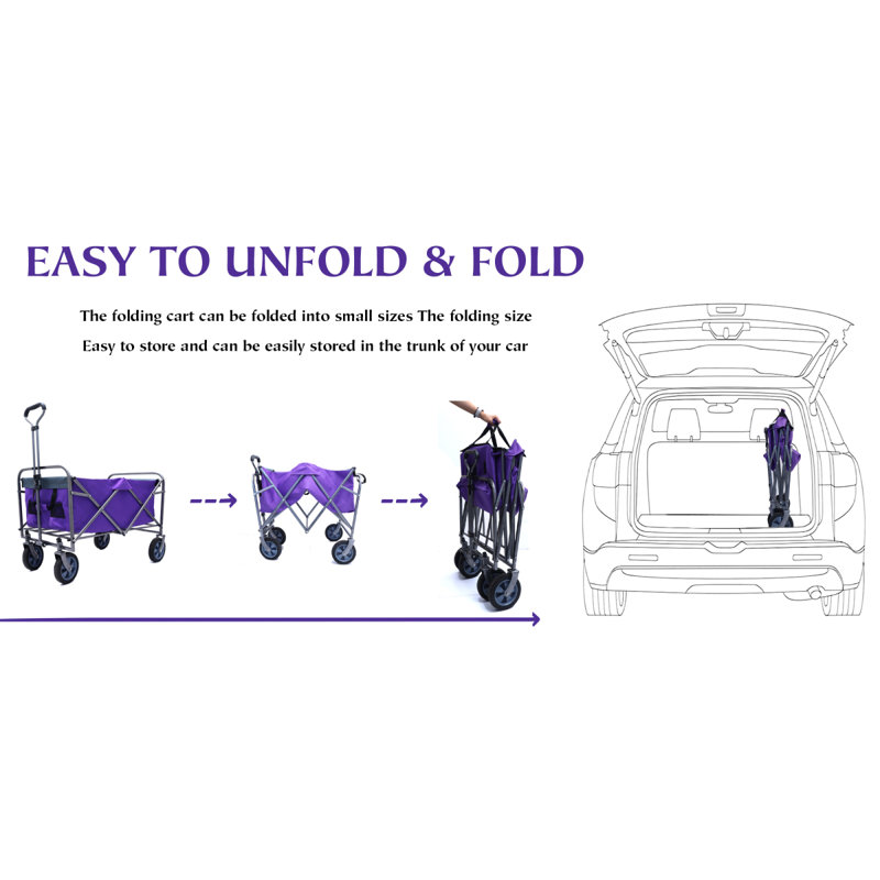 Chariot de camping pliant polyvalent pour l'extérieur, Mauve