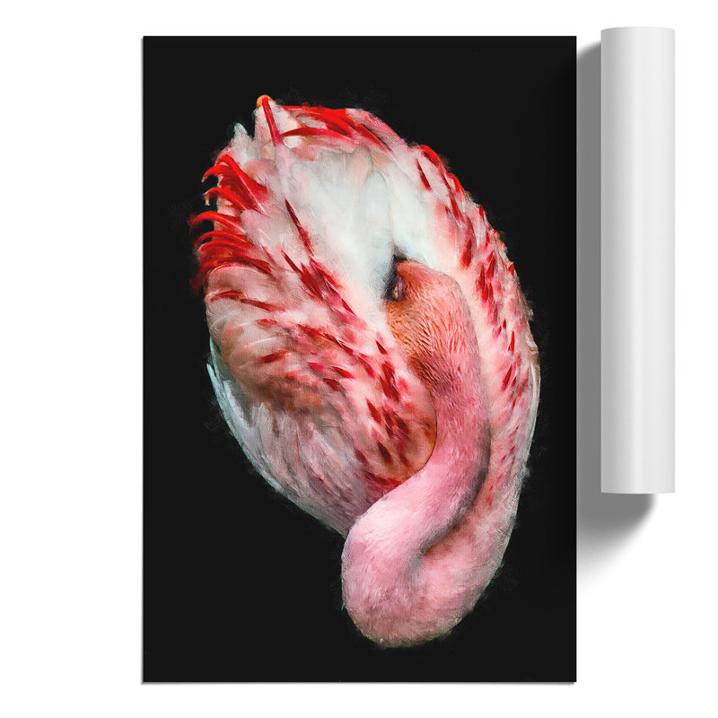 Curled Flamingo - No Frame Print, 59cm H x 42cm W x 0.1cm D