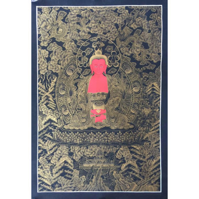 Bouddha Amitabha Thangka (Thangka sans brocart) | Acrylique sur toile