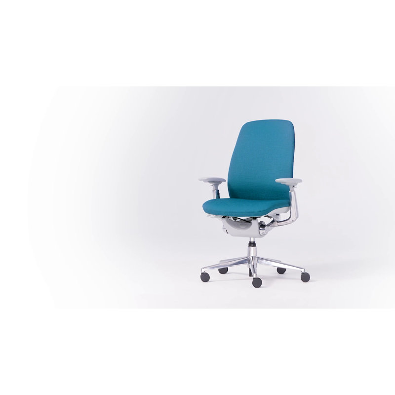 Fog Gray Upholstered Swivel Task Chair with Adjustable Arms