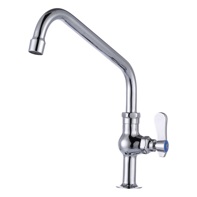 Single Handle Cold Water Kitchen Faucet 10 Inch Swivel Spout Deck Mount In Polished Chrome