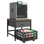 Industrial Printer Stand with Drawer and Pull-Out Basket, Rolling Printer Table for Home Office, Large Printer Cart with Storage Drawer, Mobile Printer Desk Fits Most Printers
