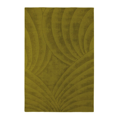 Volute Wool Abstract Area Rug in Green