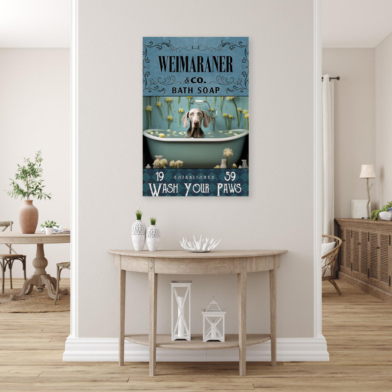 Weimaraner Bath Soap - 1 pièce, impression d'art graphique rectangulaire sur toile tendue, L 24 po x H 36 po