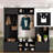 79.1''W Wooden Hall Tree With Shoe Storage, Entryway Bench With 8 Cubbies, 7 Coat Hooks, Adjustable Shelf And Storage Cabinet-1504925198