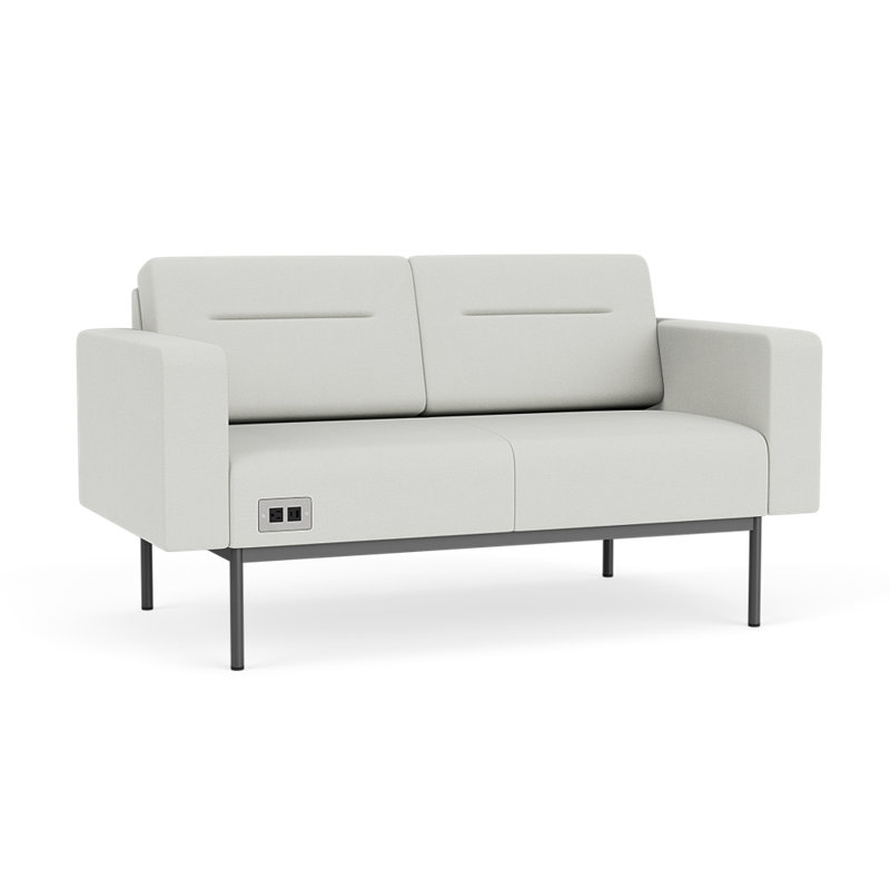 Causeuse de réception Darsey, Avec alimentation, Gris anthracite, Ombre portes ouvertes