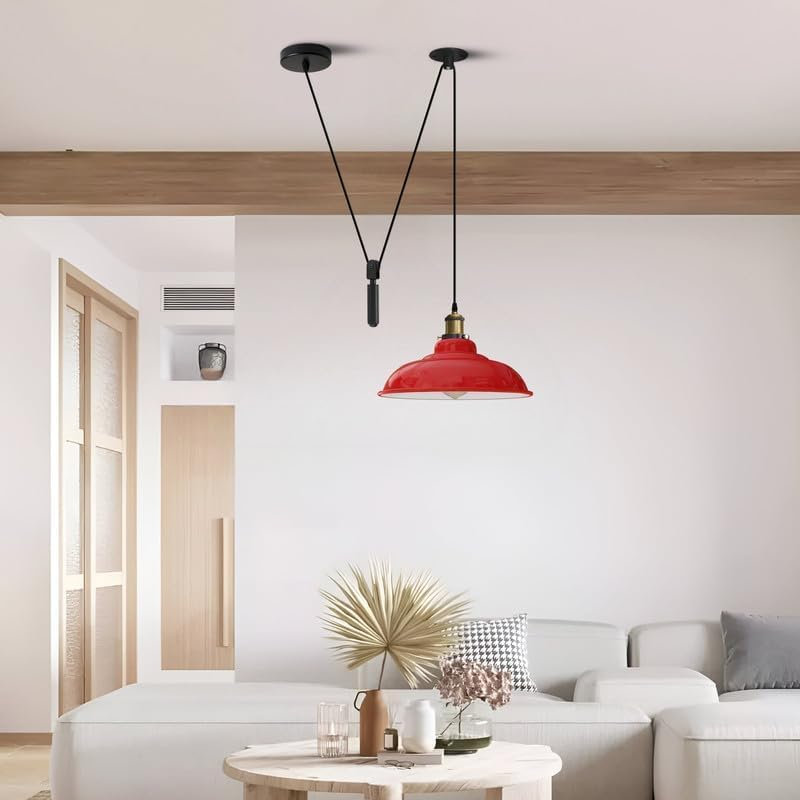 1 - Light Bowl Pendant, Red