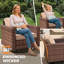 Ensemble de conversation d'extérieur 5 pièces avec tablette, canapé en osier compact et 2 chaises avec table d'appoint-66282600-66282602