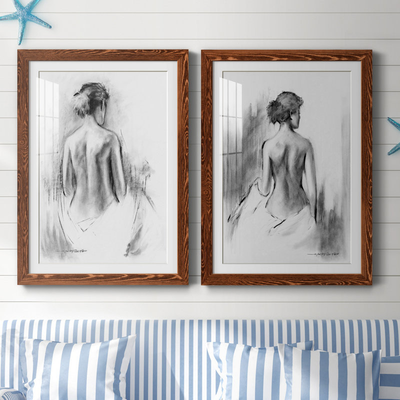 «Soft Silhouette III», ensemble de 2 reproductions d'art, H 44 po x l 31 po x P 1 po, Papier avec cadre érable, Blanc