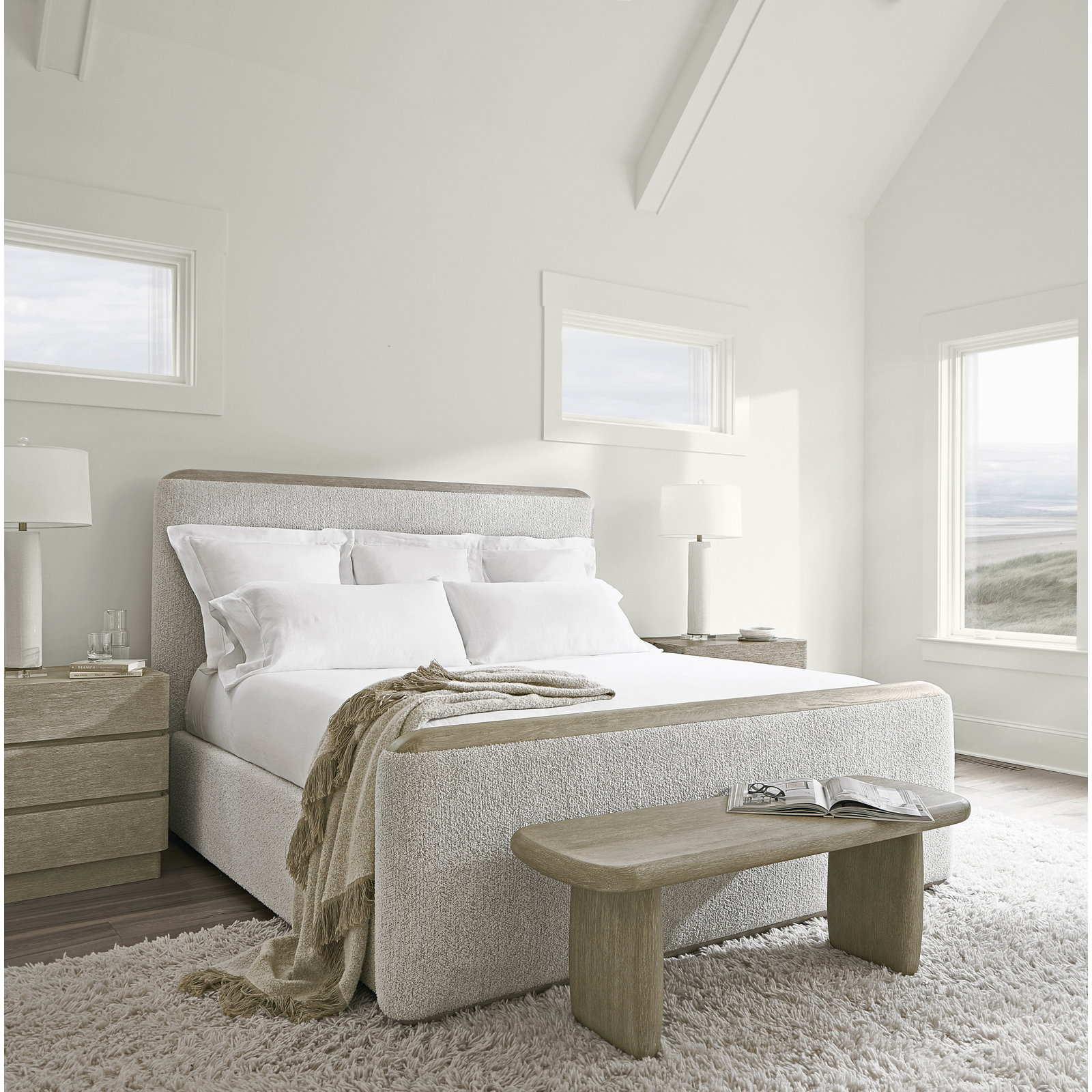 Arcadia Upholstered Panel Bed, Queen