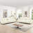 Beige White 2 Piece Modular , 3 Seater + - Seat , Flared Arms, Removable Ruffles Pleats Skirts, Spindle Legs, Soft Chenille, Segmented , Movable Pillow, Different Arrangements For Living Area Classic-1525925308
