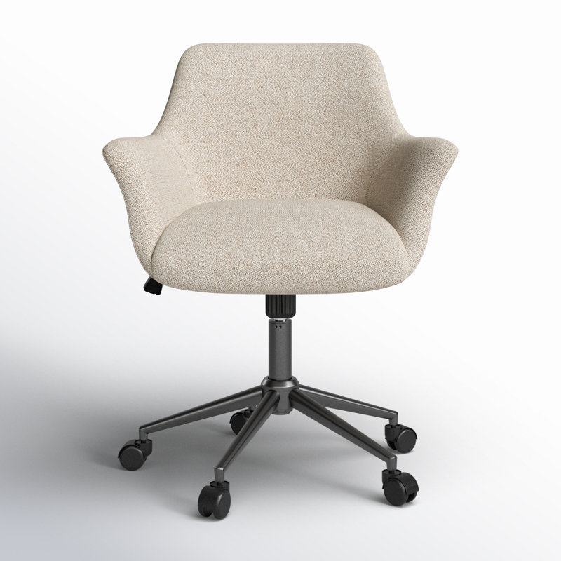 Palina Swivel Office Chair with Padded Arms, Strata Cream