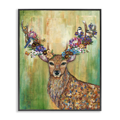 Giclée encadrée à motif de cerfs rouges, design par Lisa Morales