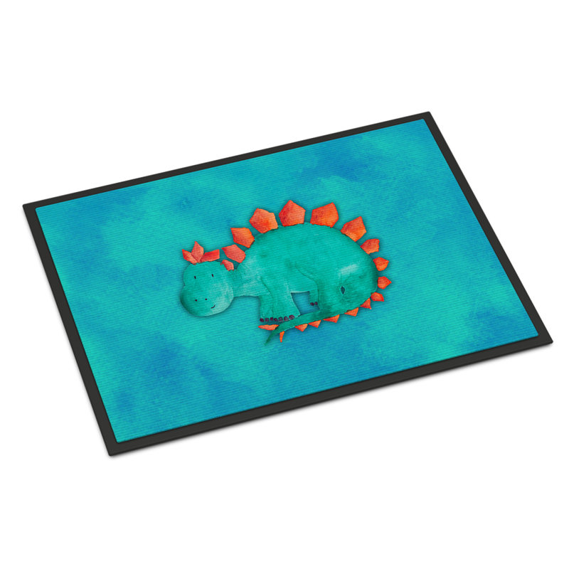 Tapis de porte d’extérieur anti-dérapant aquarelle stegosaurus Locke, H 0,25 po x l 27 po x P 18 po