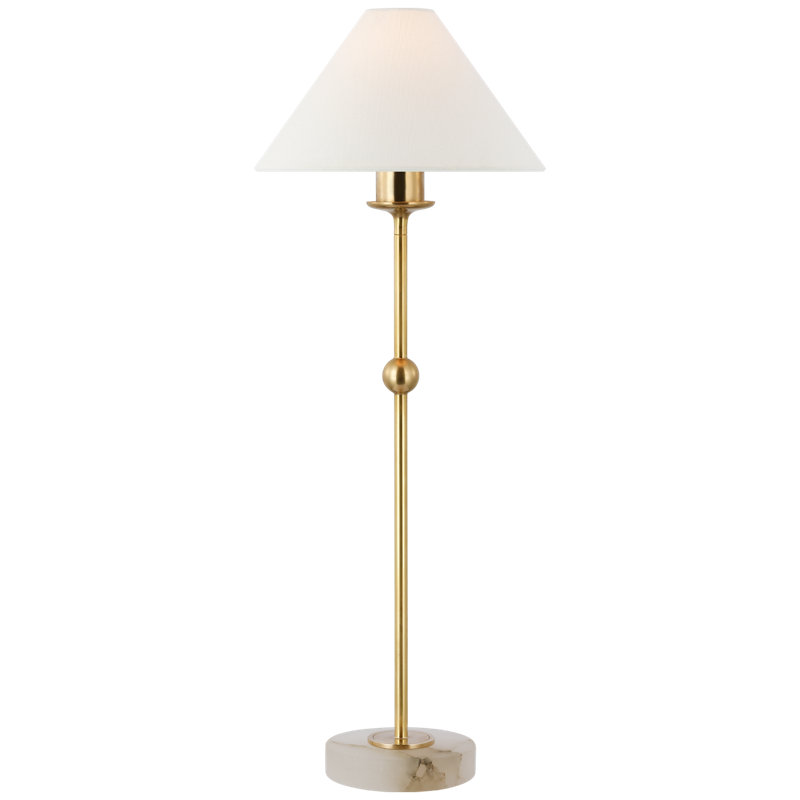 Caspian Buffet Table Lamp, Antique-Burnished Brass/Alabaster