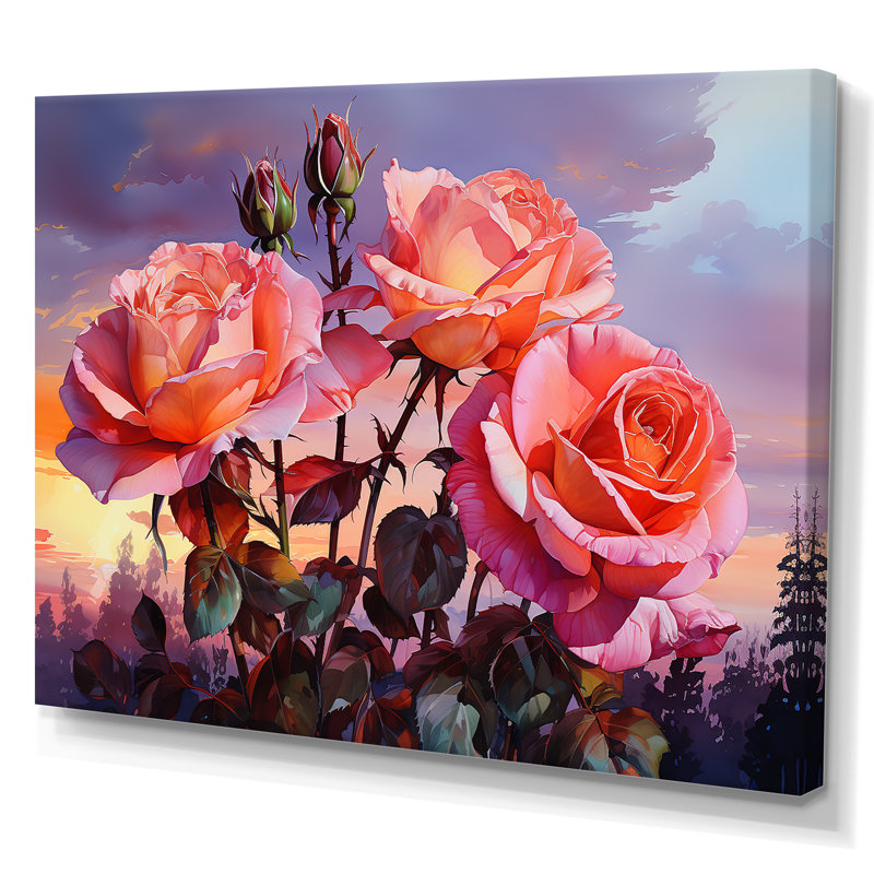 Coral Roses Sunset I, Toile tendue, H 12 po x l 20 po x P 1 po