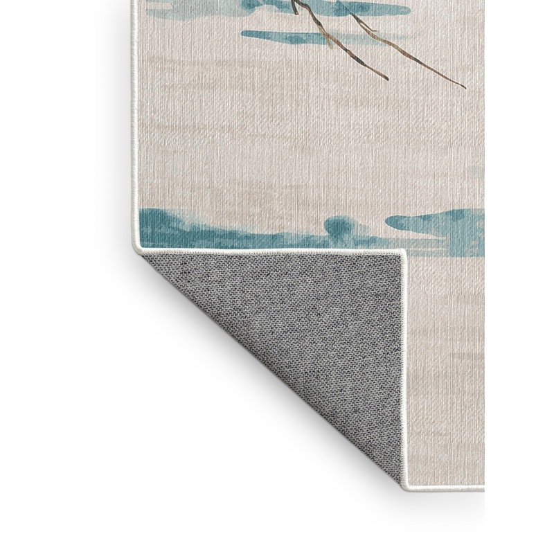 Tapis beige lavable à la machine, Carré 3 pi
