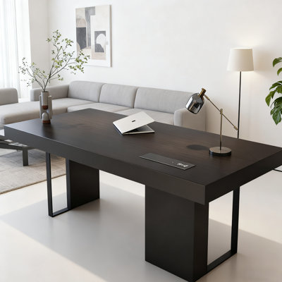 Bureau élégant en placage de chêne noir minimaliste italien
