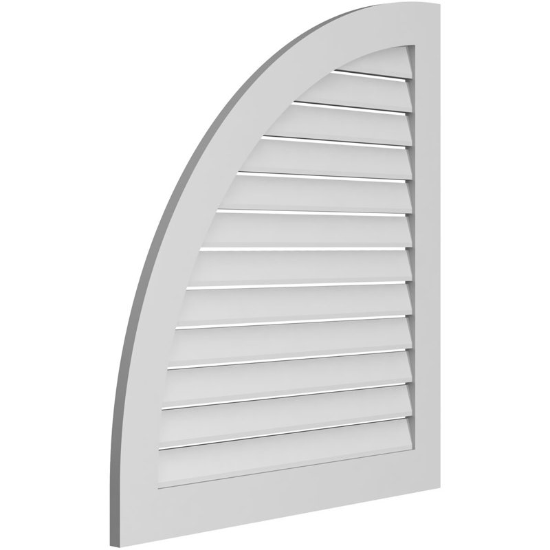 Quarter Round Left Surface Mount Signature Urethane Functional Gable Vent, Primed Tan, 36" H x 22" W x 1" D