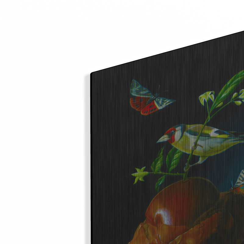 Winston Porter «The Brioche And The Goldfinch» par Valery Vecu Quitard, art mural en métal, H 24 po x l 16 po