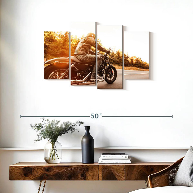 Mehar Man Riding A Motorcycle, 22" H x 36" W