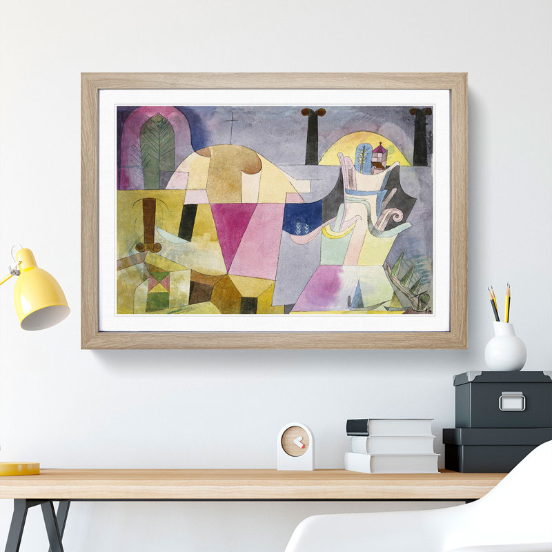 Black Columns in a Landscape by Paul Klee - Picture Frame Painting, Oak Framed, 36cm H x 48cm W x 2cm D