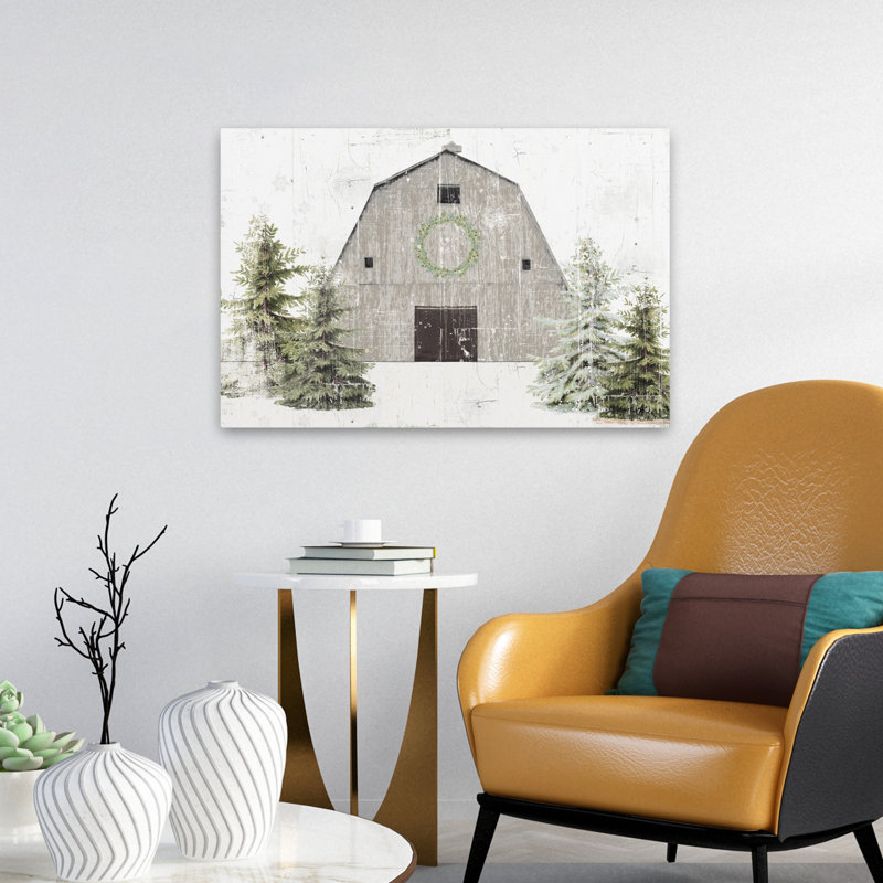 Holiday Barn - grange noire, art de chalet de Noël, H 16 po x l 24 po