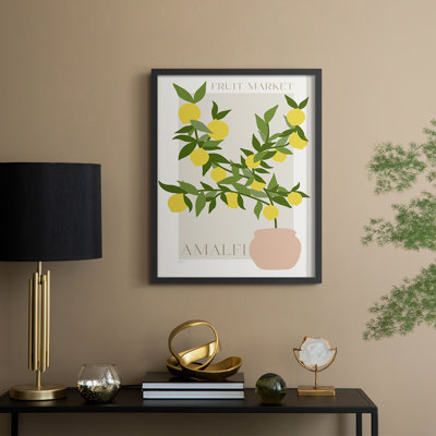 Affiche Amalfi Lemon, reproduction encadrée - bois massif