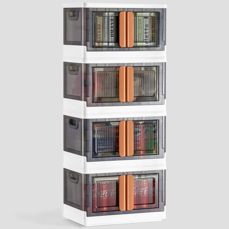 Collapsible Storage Bins With Lids, Stackable Storage Bins With Doors And Wheels