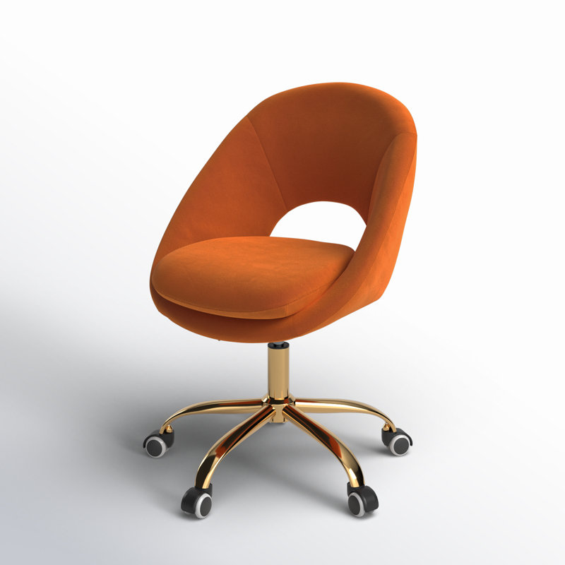 Chaise de travail Doreen, Velours orange