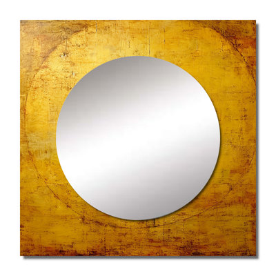 Ancient Opulence Retro Gold Abstract - Abstract Painting Square Living Room Wall Mirror Art