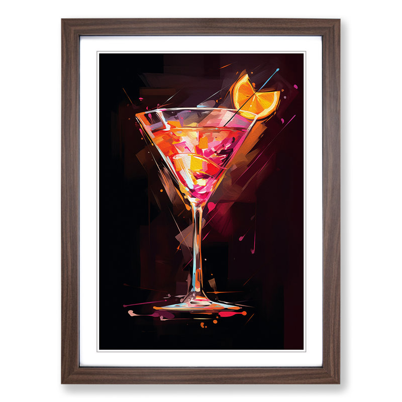 Cocktail Gestural No.3 Framed Print, Walnut Framed, 64cm H x 46cm W x 2cm D