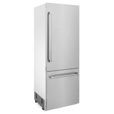 ZLINE Autograph Edition 30 in. 16.1 cu. ft. Built-In Bottom Freezer Refrigerator with Water Dispenser and Ice Maker