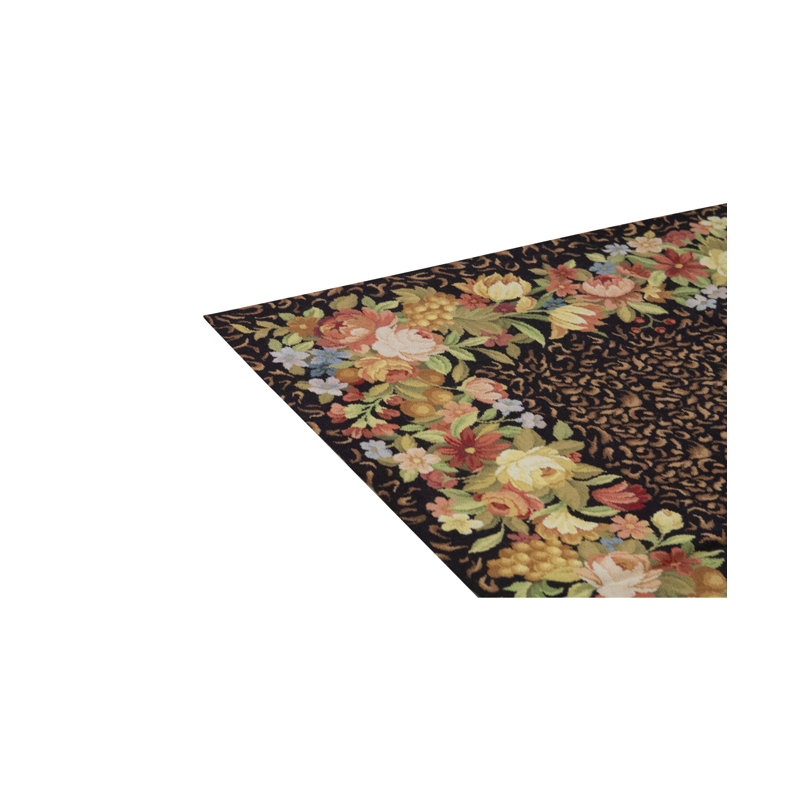 Tapis brun, vert et rouge noué à la main de haute qualité