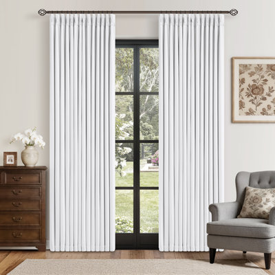 100% Blackout Thermal Memory Trained Pinch Pleated Farmhouse linen curtain 2 panels