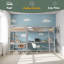 Lit mezzanine simple en bois en forme de L avec échelle et 2 bureaux intégrés en forme de L-1515684952