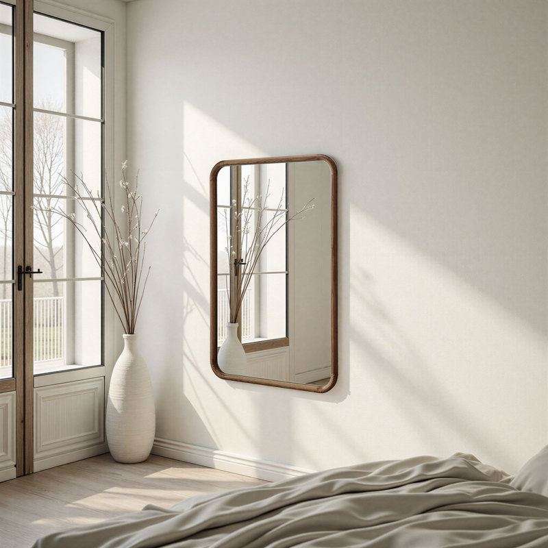 Solid Wood Oval Mirror, 90x60cm