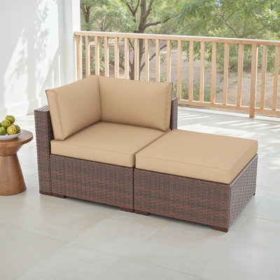 Wicker Outdoor Lounge Chair with Ottoman