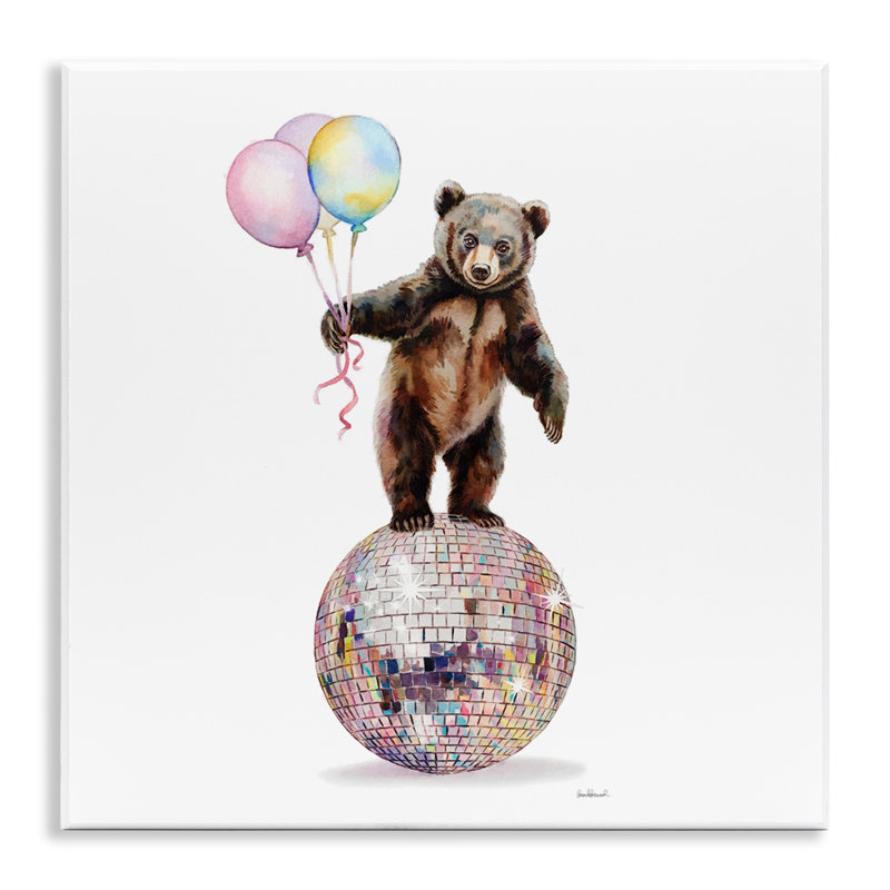 Plaque murale ours et ballons, design par Amanda Greenwood