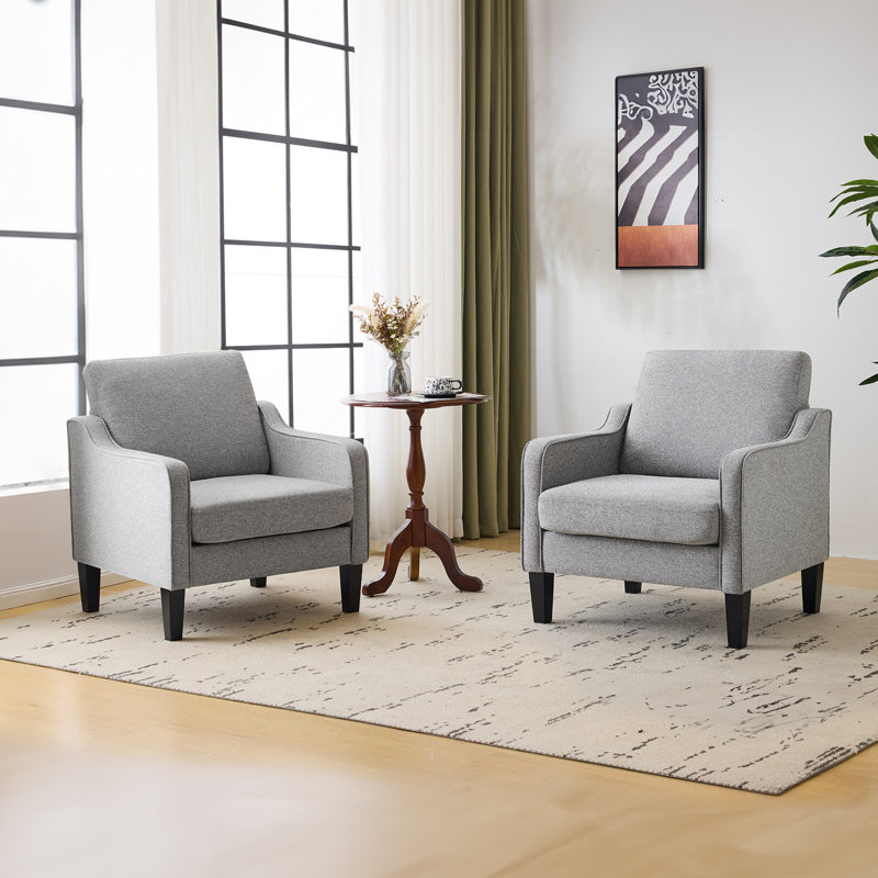 Fauteuil de 29,9 po de largeur Amaryia, Mélange de lin gris clair