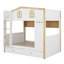 Lit superposé avec garde-corps en forme de maison et lit gigogne, lit superposé en bois avec tablettes de rangement-354114525