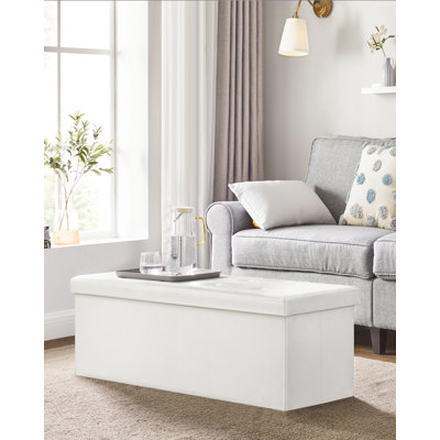 Rosica 110.00cm Wide Rectangle Solid Colour Footstool Ottoman with Storage