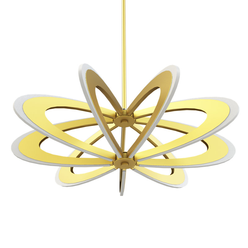 Iridium 9 - Light Geometric Pendant, Etched Gold