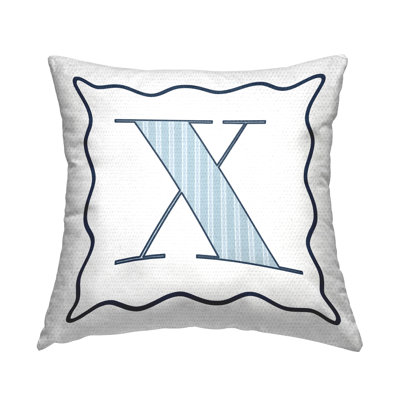 Coussin décoratif à pois bleu lettre intérieur / extérieur