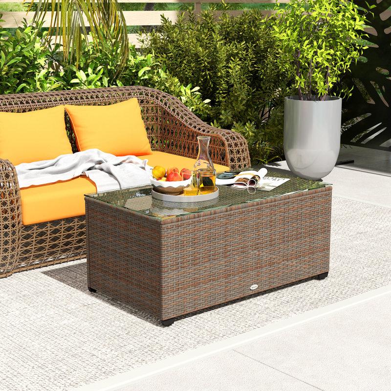 Metal Outdoor Side Table , 90cm cm W 50cm cm D, Brown