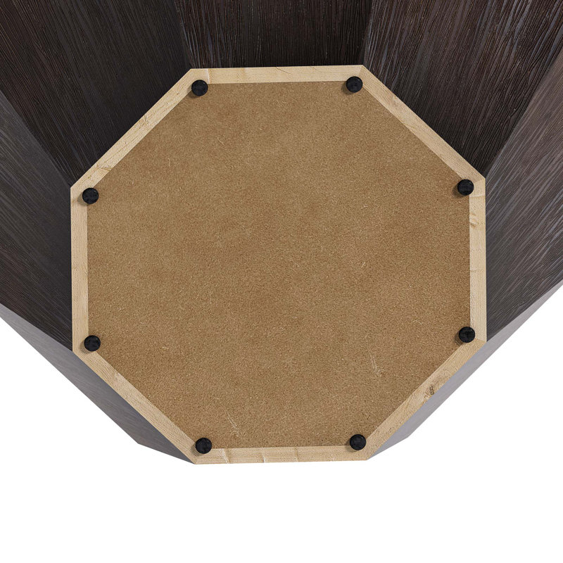 Table basse 31,5 "octogonale en bois d'hévéa, Noyer