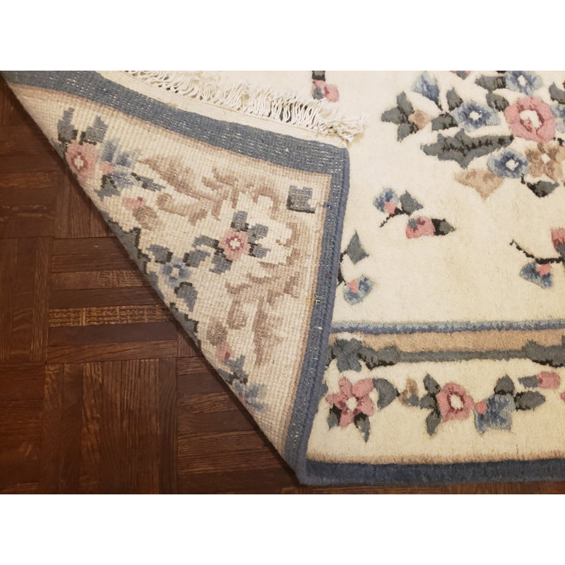 Tapis ivoire en laine noué à la main Nailsworth, Rectangle 3 pi x 5 pi